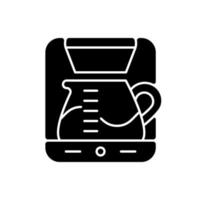 ícone de glifo preto de máquina de gotejamento. cafeteira profissional para restaurante. aparelho café automático para preparação de café expresso. símbolo da silhueta no espaço em branco. ilustração isolada do vetor