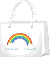 uma bolsa branca com padrão de arco-íris vetor