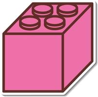 desenho de adesivo com bloco de lego rosa isolado vetor