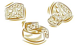 conjunto de ilustração de desenho de mão de queijo doodle para elemento de fundo de logotipo de marca vetor