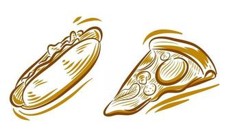 conjunto de mão de fast food desenho ilustração doodle para elemento de fundo de logotipo de marca vetor