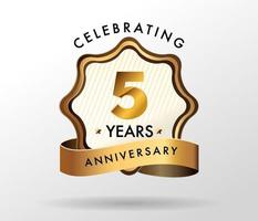 Logotipo de comemoração de aniversário de 5 anos. conjunto de logotipo de aniversários vetor