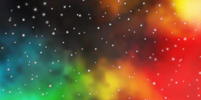 layout de vetor multicolorido escuro com estrelas brilhantes.