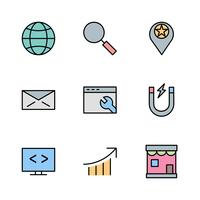 Conjunto de vetor SEO Search Engine Optimization Icons