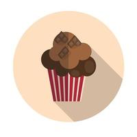 cupcake de conceito de design plano com ilustração vetorial de cerejas com sombra longa vetor