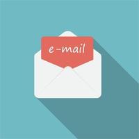 ícone plano de e-mail com sombra longa, ilustração vetorial vetor