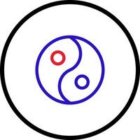 yin e yang ícone linha arredondado vermelho azul cor chinês Novo ano símbolo perfeito. vetor