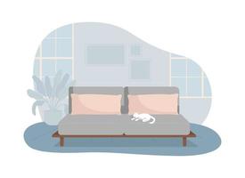 sala de estar com sofá cinza ilustração vetorial 2d isolada vetor