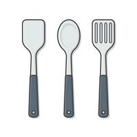 conjunto do inoxidável aço cozinha espátula vetor ícone ilustração. cozinha utensílio para cozinhando