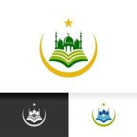 Modelo de design de logotipo de silhueta de ícone do centro islâmico com ilustração vetorial de mesquita vetor