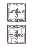 um labirinto quadrado para crianças. ilustração em vetor plana simples isolada no fundo branco. com a resposta.