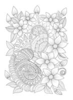 página para colorir de flores desenhadas à mão. flor linha ilustração vetorial tatuagem floral vetor