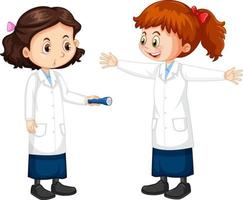 personagem de desenho animado de duas meninas cientistas conversando vetor