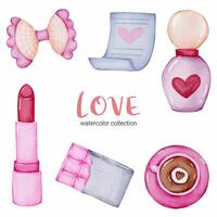 conjunto de grande isolado aquarela valentine conceito elemento adorável romântico vermelho-rosa corações para decoração, ilustração vetorial. vetor