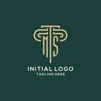 inicial em pilar logotipo, elegante e luxo lei empresa logotipo vetor