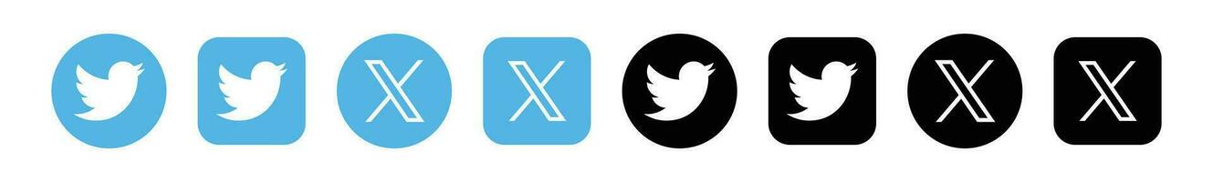 Twitter Novo logotipo . Twitter ícones. Novo Twitter logotipo x 2023. x social meios de comunicação ícone. vetor