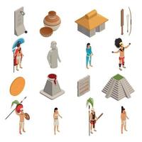ilustração em vetor ícones isométricos da civilização maia