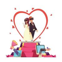 ilustração vetorial de composição de casamento de amor on-line vetor