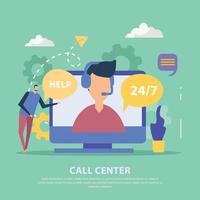 ilustração vetorial de fundo plano de call center vetor