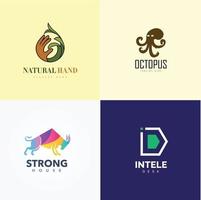 vetor de logotipo de mão natural, design de ícone de logotipo de polvo, vetor de design de frutos do mar, design de ícone de logotipo de casa forte, design de logotipo de tecnologia