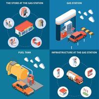 ilustração em vetor conceito design isométrico posto de gasolina