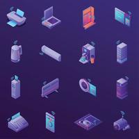 Iot business office isometric icons vector illustration