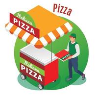 ilustração vetorial isométrica de fundo de pizza comida de rua vetor