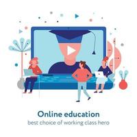 ilustração em vetor composição plana educação online