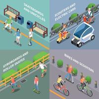 Conjunto de ícones de conceito de transporte ecológico vetor