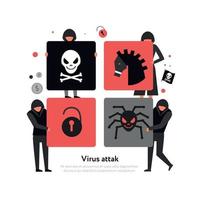 ilustração vetorial de ilustração de quebra-cabeça de hackers vetor