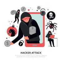 ilustração vetorial de ataque de hacker vetor