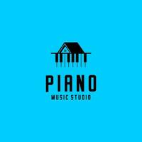 vetor piano e casa, música estúdio logotipo