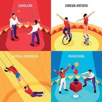 ilustração em vetor conceito design isométrico profissões de circo