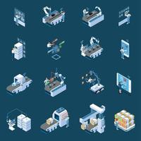 ilustração do vetor ícones isométricos da indústria inteligente