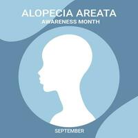 alopecia consciência mês poster. mulher com Careca cabeça silhueta. vetor ilustração