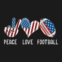 engraçado presente Paz amor americano futebol camiseta Projeto vetor