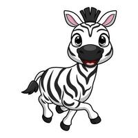 fofa pequeno zebra desenho animado em branco fundo vetor