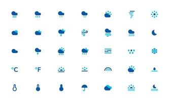 clima ícones. clima previsão ícone definir. nuvens logotipo. clima , nuvens, ensolarado dia, lua, flocos de neve, vento, Sol dia. vetor ilustração.