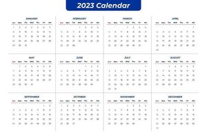 2023 calendário claro vetor