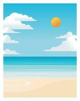 lindo tropical de praia poster plano vetor ilustração