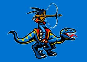 indiano americano tiro com arco equitação raptor mascote ilustração vetor