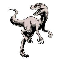 feroz raptor mão desenhado ilustração dentro Preto e branco vetor