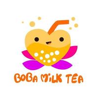 design de promoções especiais de chá com leite bolha, chá com leite boba, chá com leite de pérola, bebidas saborosas, cafés e refrigerantes com logotipo e banner de anúncio de estilo doodle. ilustração vetorial. vetor