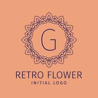 carta g retro flor inicial vetor logotipo Projeto