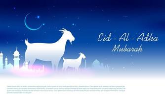 ilustração de ovelhas desejando eid ul adha feliz bakra id festival sagrado do islamismo muçulmano vetor