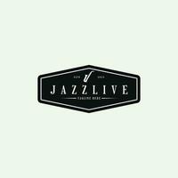 jazz viver música logotipo Projeto com saxofone vintage retro carimbo vetor