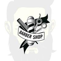 vintage barbearia emblemas, rótulos, Distintivos, logotipos. em camadas. texto é em separado camada. isolado em branco fundo vetor