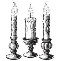 conjunto do retro velas mão desenhado esboço vetor ilustração