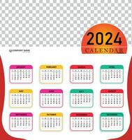 moderno 2024 calendário modelo editável vetor