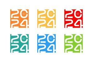 2024 Novo ano logotipo projeto, com truncado e colorida números dentro poster estilo vetor